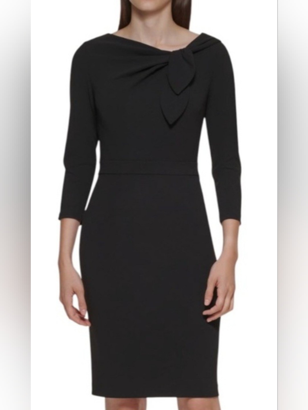Calvin Klein Black Tie-Detail Sheath Dress Nwt Size 6